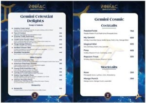 Zodiac Bar & Kitchen Unveils Exciting New Gemini Menu